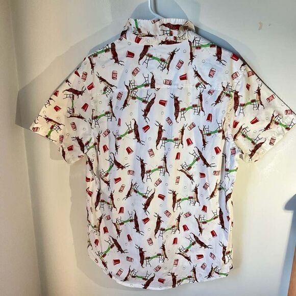 Deer Pong Christmas Buttonup!! XL - Picture 4 of 7